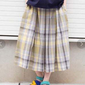 1回着美品◆フラボア FRAPBOIS トレノチェックパンツ◆ロングキュロット◆グレー×黄色