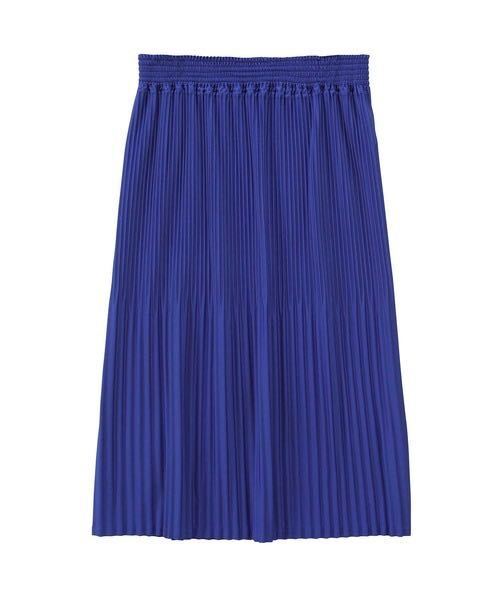 美品◆zucca ズッカ スムーススカート◆プリーツスカート◆青