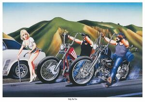 ポスター★David Mann 211『Help, Flat Tire』★ハーレーダビッドソン/Chopper/イージーライダー/ショベル/ヘルズエンジェルズ