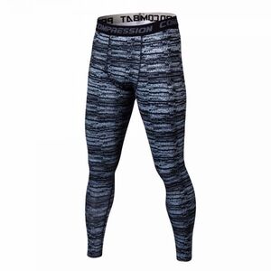 送料無料 新品 ランニングウェア ロングタイツ メンズ No5 Lサイズ 縞 パンツ トレーニング スポーツ アウトドア 加圧 スパッツ