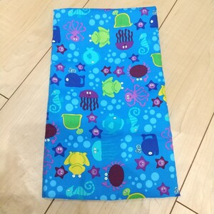 海の生き物 生地 110×50cm オックス はぎれ カットクロス かえる くじら 布
