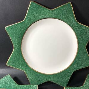 西洋食器 Made in ITALY イタリア VIETRI ヴィエトリ 星形 径２６．５ｃｍ プレート皿 縁グリーン ３枚 テーブルウェアーの画像2