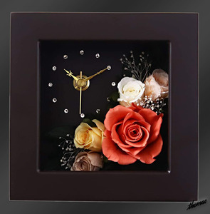 [ celebration .. in present optimum ] Blizzard flower bracket clock rose Swarovski feeling of luxury present present Bay kdo orange 