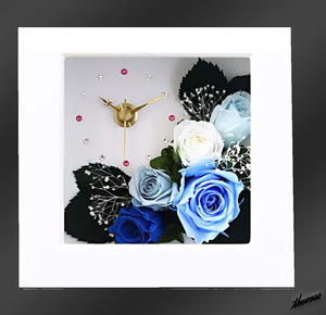 [ брак праздник .. мужчина к в подарок ] Blizzard цветок настольные часы rose Swarovski ощущение роскоши подарок подарок белый голубой 