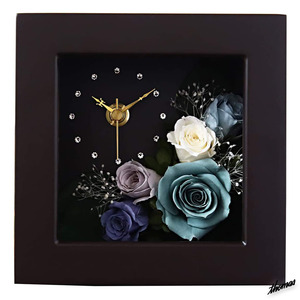 [ man to gift optimum ] Blizzard flower bracket clock rose Swarovski feeling of luxury present present cool blue 