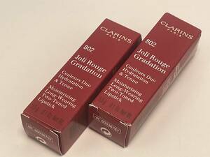  unused *2 point set!CLARINS[ Clarins ]joli rouge ido rattan { color :802} 3800 jpy 3.5g #144861-62