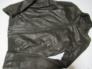  Urban Research sheep leather wrinkle processing leather high‐necked single rider's jacket tea 40