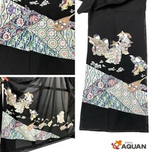 SALE アウトレット展示品 京やN073 正絹 反物 仮絵羽 絽 黒留袖 唐花文様 唐子 童子 立涌取り 夏着物 正装 夏の黒留袖 未仕立て 新古品_画像2