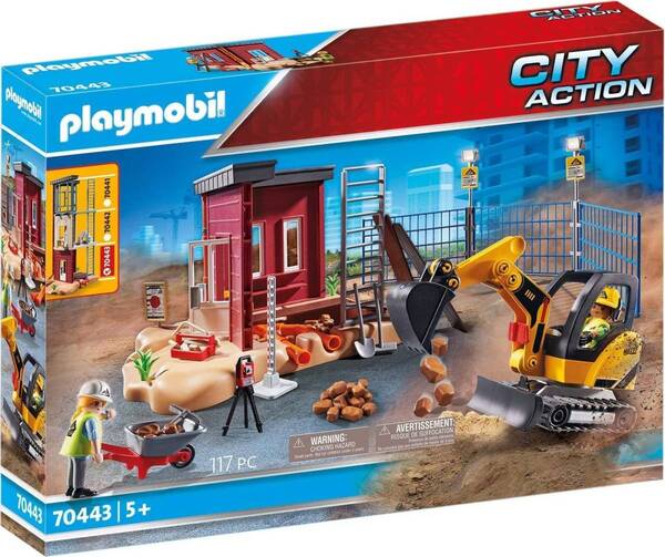 即決!新品 PLAYMOBIL 70443 建築現場 小型ショベルとビルディング・セクション プレイモービル