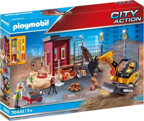 即決！新品 PLAYMOBIL 70443 建築現場 小型ショベルとビルディング・セクション プレイモービル 