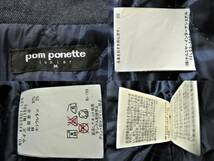 ■新品同様 ナルミヤ【POM PONETTE 】ポンポネット 刺繍 デニム ジャケット ジージャン M 150㎝ ネイビー ｊ840_画像9