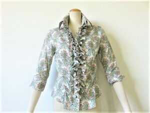 # как новый прекрасное качество прекрасный товар look [SCAPA] Scapa высококлассный хлопок оборка блуза [38]9 номер M Pro Vance зеленый рубашка стоимость доставки 198 иен w687