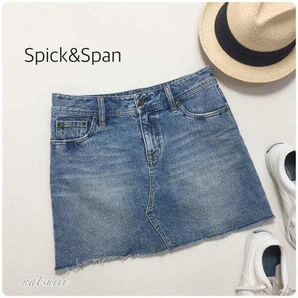 Spick&Span スピックアンドスパン . カットオフ デニム スカート 送料無料