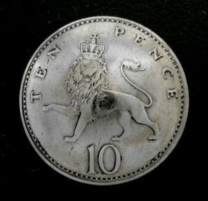 ◆在庫処分◆外貨コイン コンチョ イギリス10ペンス直径24mm
