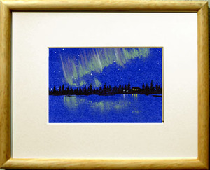 Art hand Auction Nr. 7751 Frühherbst Aurora Schweden, 67 Grad nördlicher Breite / Chihiro Tanaka (Vier Jahreszeiten Aquarell) / Kommt mit einem Geschenk, Malerei, Aquarell, Natur, Landschaftsmalerei