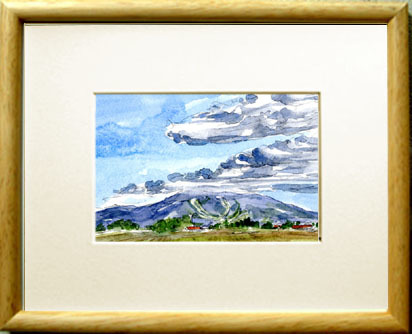 No. 7792 Mt. Bandai with Clouds / Chihiro Tanaka (Four Seasons Watercolor) / Comes with a gift, Painting, watercolor, Nature, Landscape painting