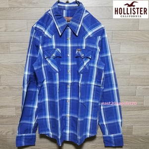 HOLLISTER ホリスター メンズ ウエア トップス 長袖 チェック 柄 スナップボタン シャツ S サイズ ネイビー アメカジ アバクロ