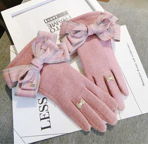 【新品未使用】手袋 ピンク リボン オシャレ 冬 プリンセスグローブ あったか レディース手袋