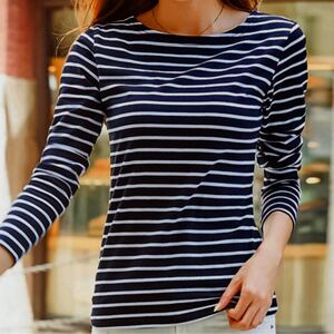 長袖Tシャツ カットソー ボーダー ストレッチTシャツ 【新品】1/13お値下げ済