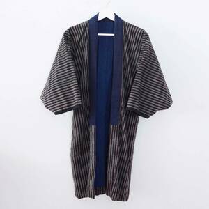 野良着 古着 藍染 着物 木綿 縞模様 ジャパンヴィンテージ 大正 昭和 Noragi Jacket Indigo Kimono Japanese Vintage Cotton Stripe