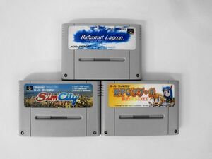 SFC21-077 任天堂 スーパーファミコン SFC バハムートラグーン RPGツクール シムシティ セット レトロ ゲーム ソフト 使用感あり