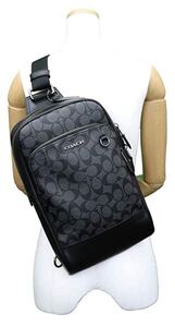 新品 コーチ COACH ボディバッグ ブラック シグネチャー メンズ