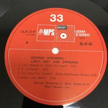 George Shearing Light airy and swinging ジョージシアリング /【国内盤見本盤】LP レコード / ULX-2-P / ライナー有 / ジャズピアノ /_画像8