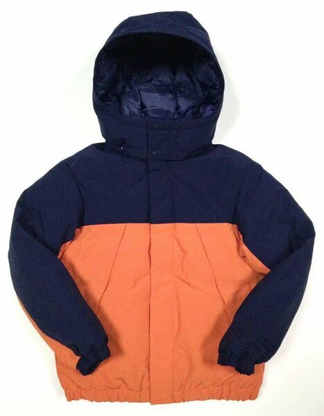 未使用「UNIQLO」ウォームパデットパーカ 中綿ジャケット Navy×Orange SIZE:140