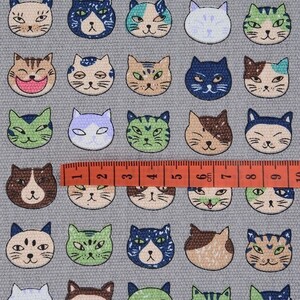 猫柄 帆布生地 140cm×100cm ハギレ 布