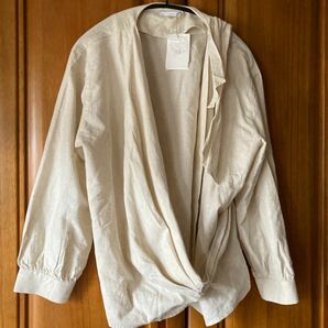 未使用　Quaud 麻綿生成りオーバーサイズカシュクールシャツ　ナップパーム