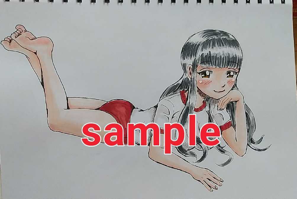 Hand-drawn illustration A4 Relaxing in gym clothes, comics, anime goods, hand drawn illustration