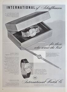 稀少・時計広告！1959年IWC 時計広告/International Watch Co./O 