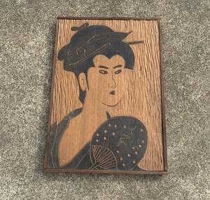[ beautiful goods ][ one point thing ] wooden antique tree carving decoration board wall .