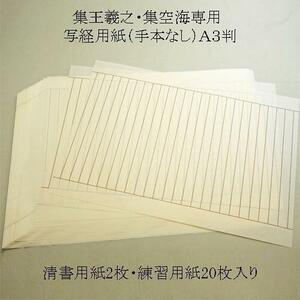 写経用紙 天来書院 集王羲之・集空海専用写経用紙 (手本なし)Ａ３判 清書用紙2枚・練習用紙20枚入り (800303) 薄和紙 書道 習字 用品 用具