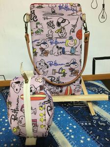 ハンドメイド スマホポーチ カラビナ付きポーチ2点セット スヌーピー