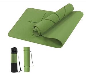 ヨガマット yogamat 6m 両面滑り止め TPE 収納ケース付き グリーン