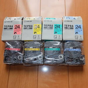 新品 4個セット KING JIM キングジム TEPRA PRO テプラプロ 24mm マグネット 青緑黄赤 テープカートリッジ 1.5m SJ24B SJ24G SJ24Y SJ24R