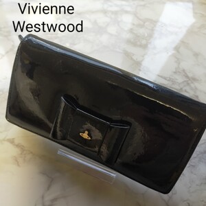 定価3万 長財布 FIOCCO 100 NERO エナメルブラック リボンモチーフ Vivienne Westwood
