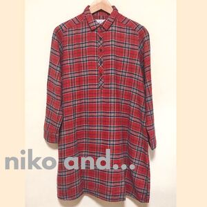 niko and...(ニコアンド) レディース チュニック フランネル チェック柄 レッド
