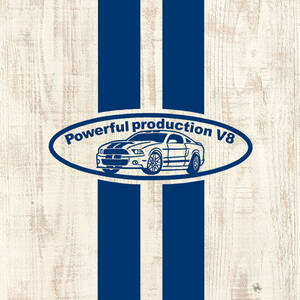 ■PRODUCTION V8 Tシャツ■Lサイズ（ホワイトxブルー）アメリカ　アメ車　フォード　マスタング　シェルビー FORD MUSTANG SHELBY