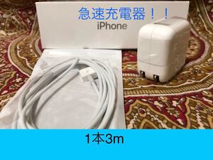 iPhone充電器 ライトニングケーブル 1本 3m 急速充電器セット
