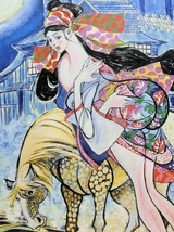 熊谷　秀三『温泉の出る川で馬子を洗う娘』Ｆ１２号・キャンバス油彩画・真作_画像3