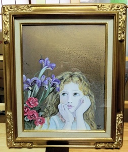 Art hand Auction 宮下 芳･『花のマリエレーヌ』･F6号･キャンバス油彩･タトウ箱･真作, 絵画, 油彩, 人物画