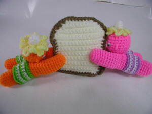  hand made * knitting * clip series *. orange pink 