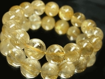 黄金天然石！金針水晶タイチンルチル１２ミリ数珠ブレスレット_画像2