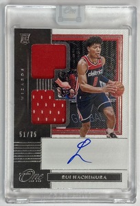 【75枚限定】八村塁直書きルーキーサイン実使用Wジャージー 2019-20 Panini One and One RC Dual Game-used Jersey Auto