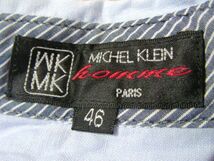 sue1025 MICHEL KLEIN HOMME ミッシェルクラン 七分袖 ■ リネンブレンドシャツ ■ サックスブルー 袖ロールアップ 無地 サイズ46 S_画像8