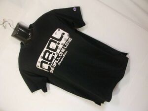 sue813 Champion 半袖 ドライTシャツ ブラック ■ 前後プリント ■ クルーネック ワンポイント刺繍 スポーツ Mサイズ