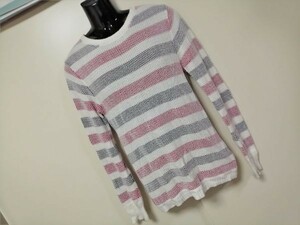 kkaa1835 # MK MICHEL KLEIN # Michel Klein knitted sweater tops border tricolor 46 M