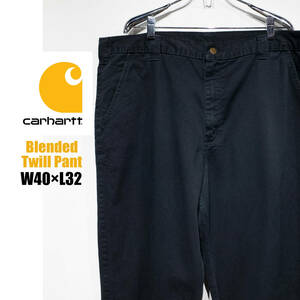 W40L32 / Carhartt Blended Twill Pants カーハート ツイル コットンポリ 黒 ブラック ゆるダボ ワイドパンツ ワーク スケーターチノ 古着